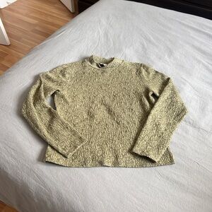 Long Sleeve Textured Crewneck Top in Light Olive
